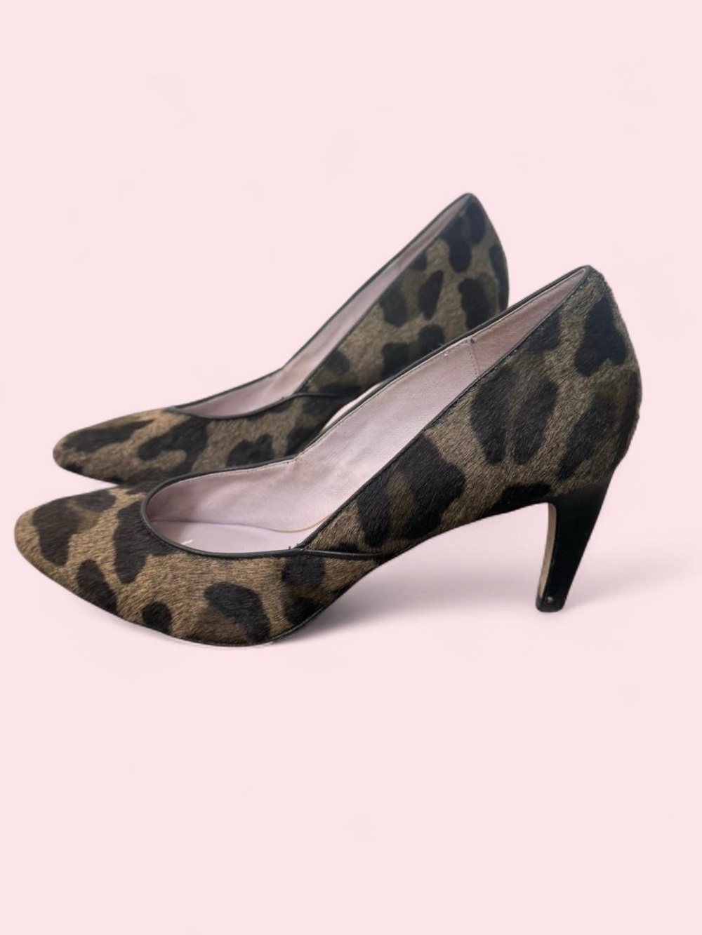 Johnston & Murphy Leopard Print Mid Heel Pumps pony hair